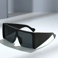 1 件装女士时尚超大镜框一体式镜片时尚眼镜带涂层和 Revo 镜面镜片，适合时装秀、服装搭配、派对、海滩、遮阳海滩配饰 - 彩色 - 查看 3