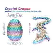 1 pieza Juego de Dragón de Cristal de Imitación con Huevo, con autorización, color aleatorio cada set, Portaplumas, Láser Fidget Dragón 3D Holográfico Impreso con Articulaciones, Coleccionable Creativo, Regalo, Decoración de Acuario, Decoración del Hogar, Adorno Gótico de Cumpleaños