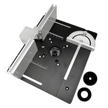 Placa de inserción de mesa de router de aluminio, guía de calibrador de inglete y soporte para bancos de trabajo para aserrado, corte y grabado - Negro - Ver 1