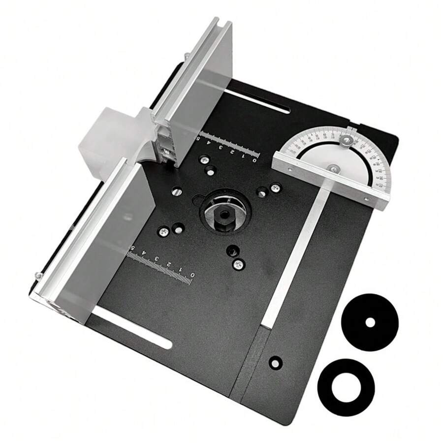 Placa de inserción de mesa de router de aluminio, guía de calibrador de inglete y soporte para bancos de trabajo para aserrado, corte y grabado - Negro - Ver 1