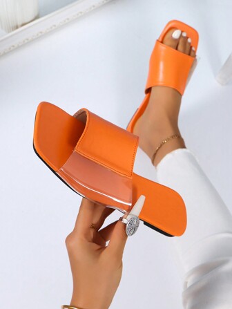 Women's Fashionable Elegant Square Toe Casual Flat Sandals With Open Toe Design For Beach