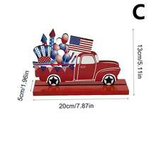 1入組美國紀念日裝飾，「自由」木製飾品，5星紋DIY桌面飾品，適用於家庭節日和派對