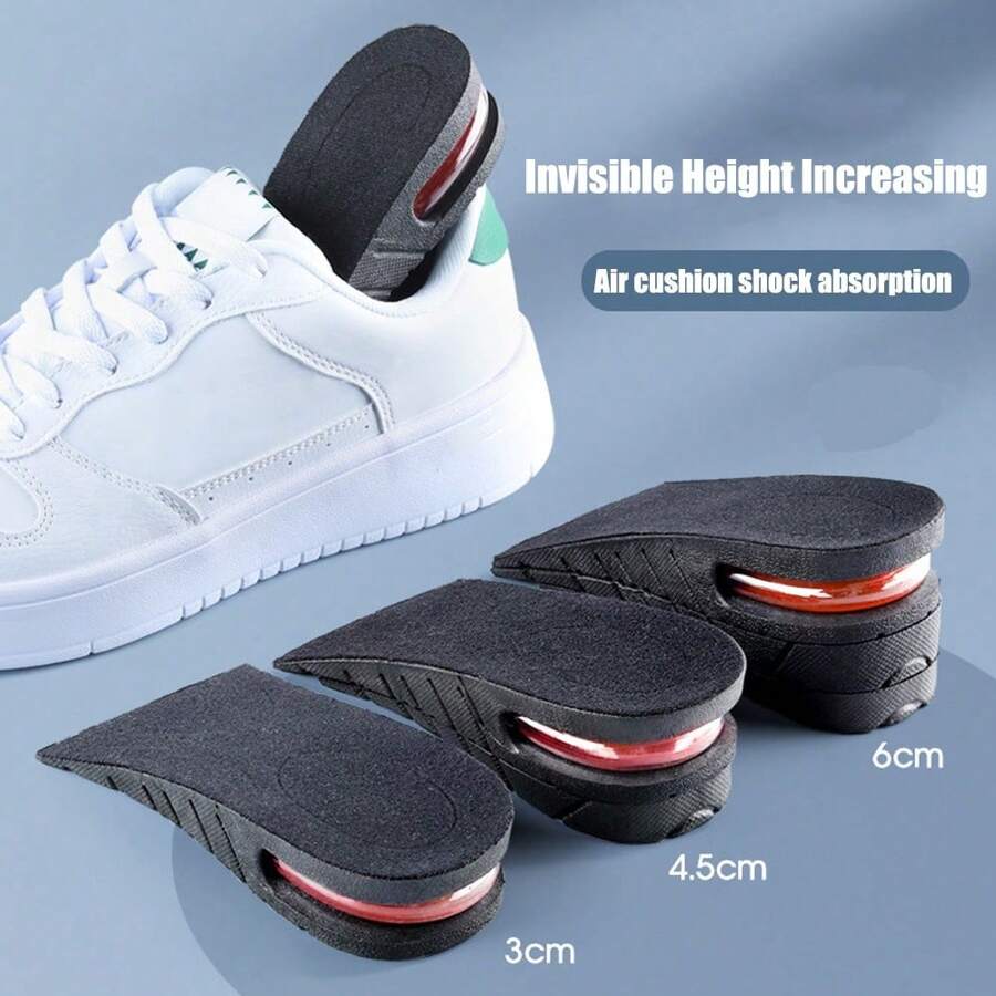 Semelles Rehaussantes Pour Chaussures - 3 Couches Ajustables - Noir - Confort Voûte Moyenne
