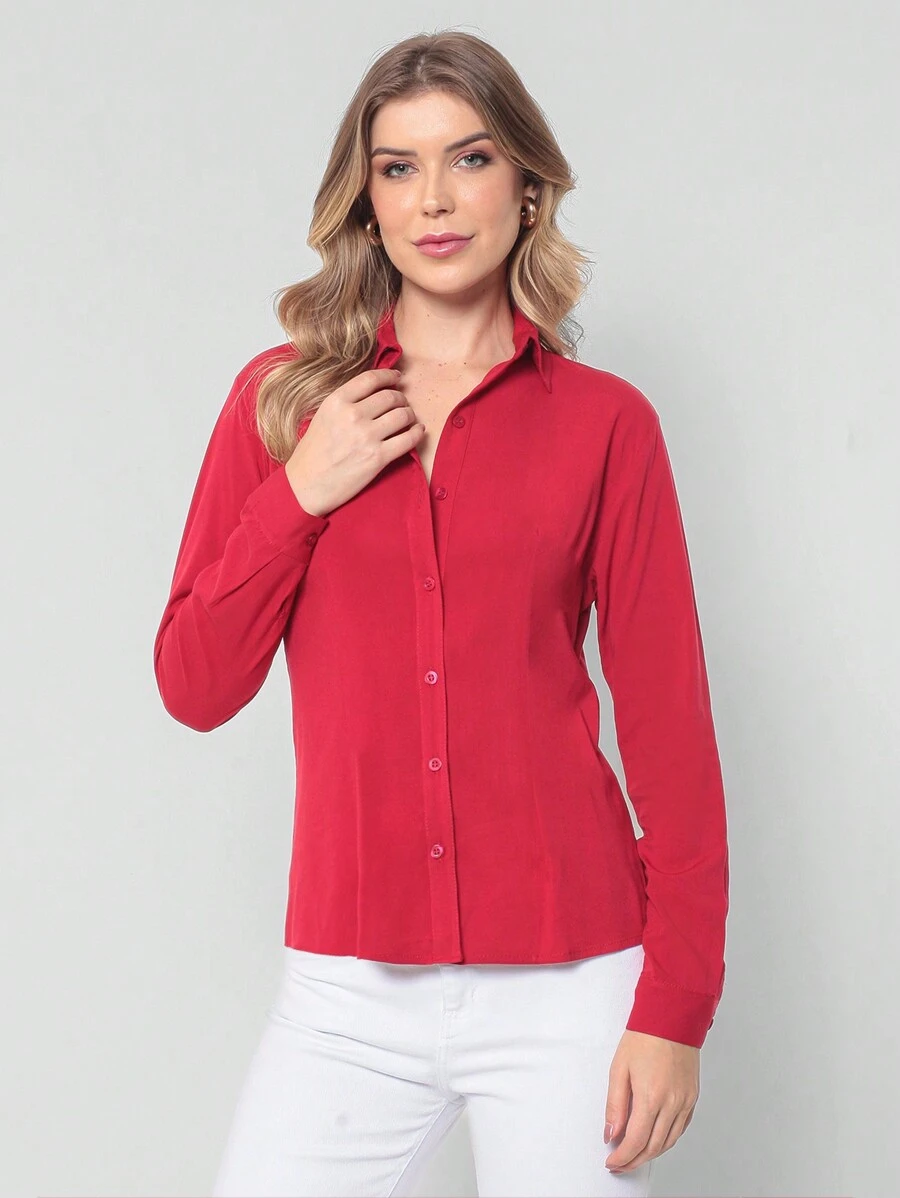 Women Blouses - 紅色 - 查看 1