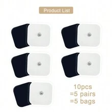 TENS電極貼片5X5cm自粘3.5mm插針無紡布凝膠貼片，用於電子脈衝身體按摩器EMS肌肉刺激器替換10/20/50/100入 - 5x5cm - 查看 13
