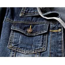 Chamarra Sudadera Mezclilla Mujer Gorro Desmontable Bonita - Azul lavado oscuro - Ver 7