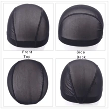 6pcs Wig Cap For Making Wigs Black Mesh Dome Cap With Elastic Band Mesh Wig Cap For Making Wigs - Black - View 5