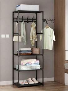 1 件多功能独立式衣柜，衣架，架子，鞋架，坚固，时尚，易于组装/拆卸，便携，适用于客厅，卧室，入口，办公室，家庭，节日礼物卧室，收纳盒，家庭收纳，女式白色 T 恤，女式黑色裤子，女士冬装，连衣裙， - 彩色 - 查看 5