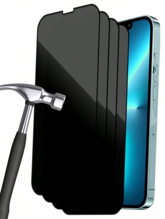 4 piezas Protector de pantalla completa de vidrio templado con borde negro para protección de privacidad, película protectora antiespionaje de pantalla completa compatible con iPhone 17, 16, 15, 14, 13, 12, 11, Pro Max, XR, X, XS Max