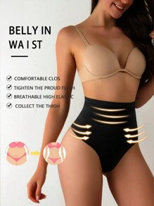 Conjunto de 2 piezas de ropa interior sexy en forma de triángulo G de control del abdomen y moldeo corporal de cintura alta para mujeres