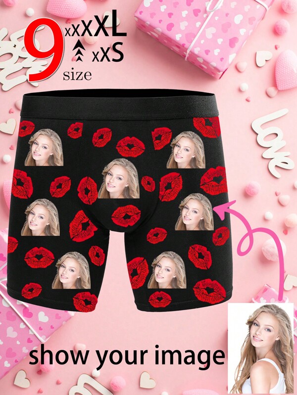 Custom Men Boxer Briefs Personalized Underwear With Photo Picture Customized Girlfriend's Face Boxers,Valentine's Day Gifts ,1pc Dawg Colorful,Cute,Adorable,Contracted,Funny Custom,Unique,Customized,Personalized Underwear Ideal Gifts For Him Boyfriend Bedroom,For Weddings,For Anniversaries,For Birthdays,For Holiday