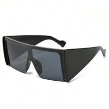 1 件装女士时尚超大镜框一体式镜片时尚眼镜带涂层和 Revo 镜面镜片，适合时装秀、服装搭配、派对、海滩、遮阳海滩配饰 - 彩色 - 查看 15