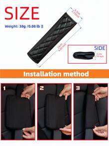 MEIKAXIU 1 件 3D 刺绣仿羊皮汽车安全带套，舒适减压，防勒紧，安全带 - 黑色 - 查看 5
