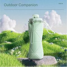 1個可折疊矽膠水瓶，便攜輕巧，耐用，防漏，可重複使用，運動水瓶矽膠折疊水瓶便攜式伸縮杯體加厚，理想選擇運動，露營，遠足，旅遊和運動場所，容量600毫升 - 彩色 - 查看 6