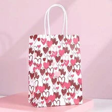 Gift Bag Valentine Texture Paper Carrier Bag Heart Print Packaging Bag Random Delivery 2pcs - Multicolor - View 6