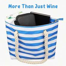 1pc Wine Tote Bag With Concealed Dispenser, Insulated Large Wine Carrying Carrier Set With Wine Capsule, Ideal As A BYOB Gift For BYOB Restaurants, Movie Theaters, Concerts, Sporting Events, Pools, And Beaches, Great Gift For Wine Enthusiast,Blue - Blue - View 7