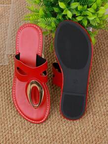 Sandalias planas de moda para mujeres, zapatos casuales de verano para mujer - Rojo - Ver 7