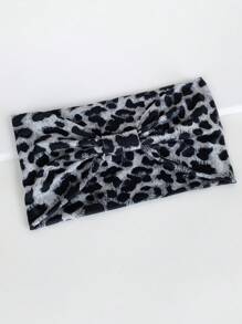 1条豹纹纯色宽弹力运动头带，适合跑步、瑜伽、有氧运动，宽版设计可遮盖白发，欧美时尚面料配饰头巾，秋冬季女士度假发饰，优雅围巾，柔软头巾 - 深灰色 - 查看 3