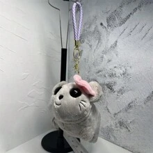 1 pieza de Peluche de meme triste de hámster acostado gris con ratón con lazo, adecuado para regalos de vacaciones y decoraciones colgantes del hogar. - Multicolor - Ver 15