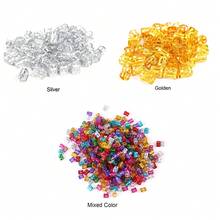 100Pcs/Bag Golden/Silver/Mix Silver Golden Micro Hair Dread Braids Dreadlock Beads Adjustable Cuffs Clips For Hair Accessories - Multicolor - View 9