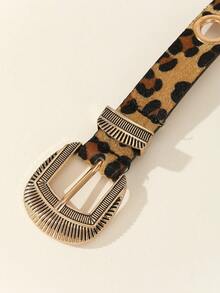 1 件流行个性化风格新设计西式雕花马毛豹纹女式腰带，欧美时尚腰带，适合搭配百搭日常、派对或度假装