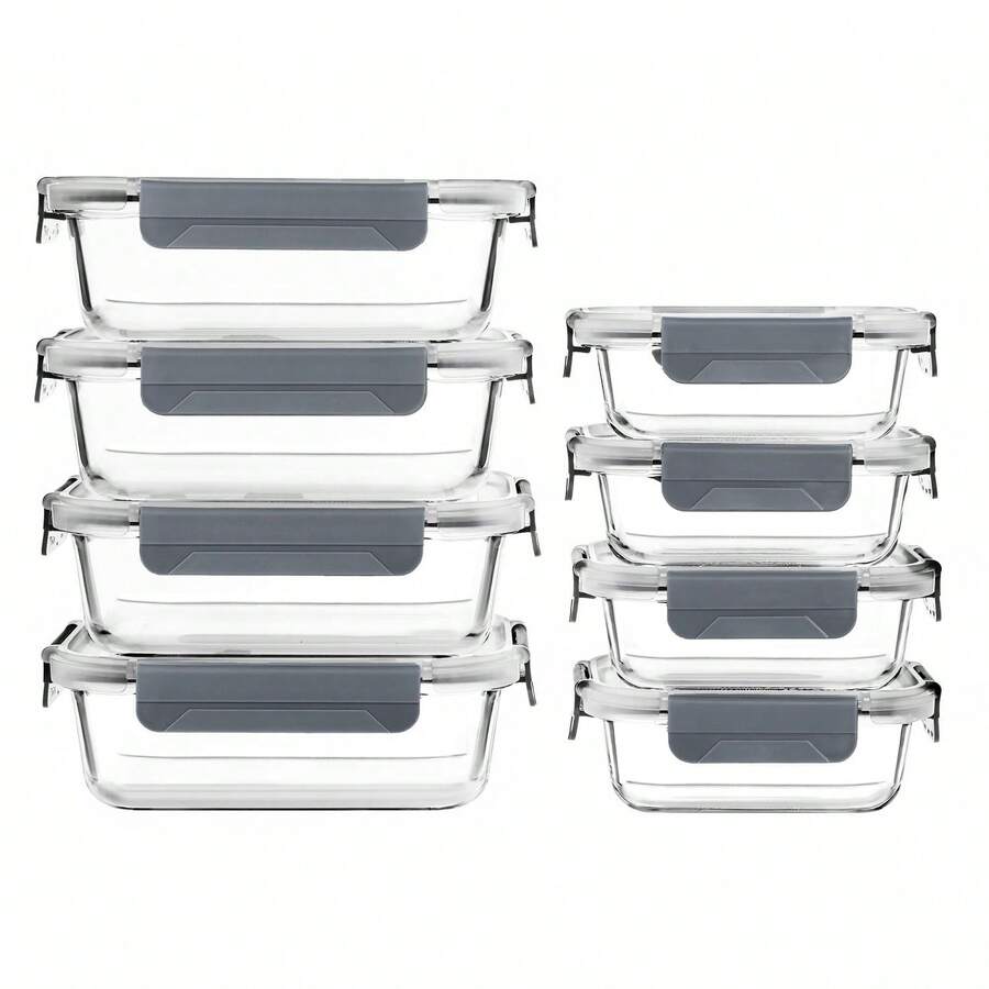 8 Pack Glass Food Storage Containers With Lids, Meal Prep Containers ...