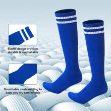 1 Set Soccer Socks With Knee-High Shin Guards & Straps For Training And Competition