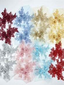 2pcs Colorful Organza 3D Floral Embroidered Applique Patches For DIY Clothing Shoes Hat Decoration Sewing Craft