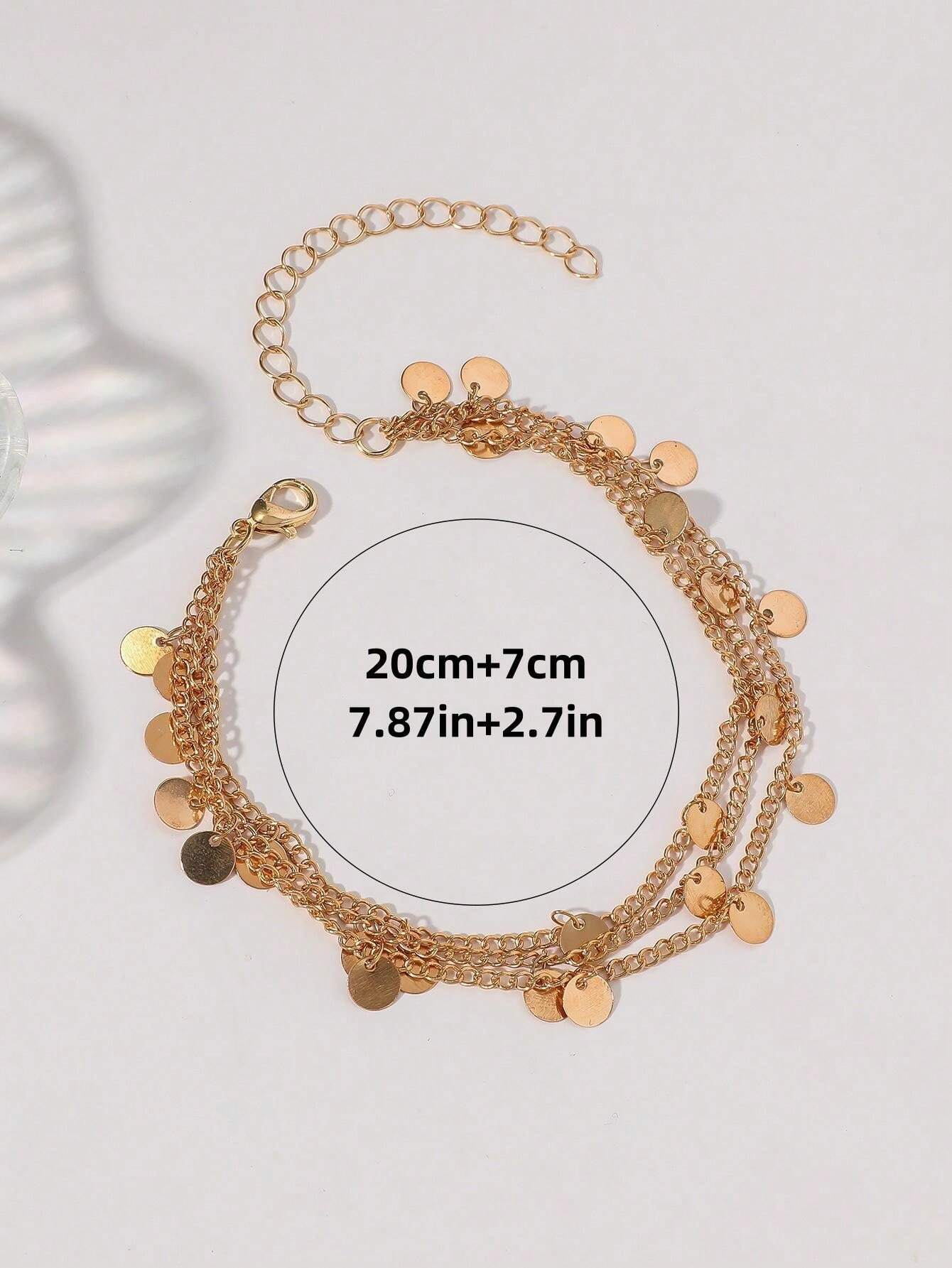 Bracelet De Cheville Femme Multicouche Avec Gland - Chaîne Réglable, Style Bohème - 3