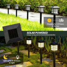 LED 太阳能走道灯，2 件装防水灯，适用于花园、景观、道路、庭院、露台、车道、户外花园照明，适用于道路、庭院、露台 - 小房子燈 - 查看 12