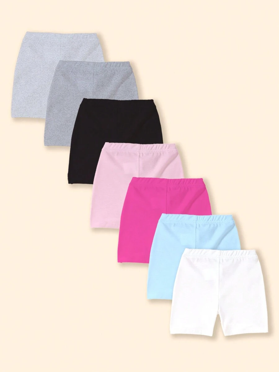 7 Cặp quần legging/quần short ngắn đơn sắc, nhẹ, thường ngày, đa năng cho bé gái mới biết đi và trẻ mới biết đi vào mùa hè - Nhiều màu - Xem 1