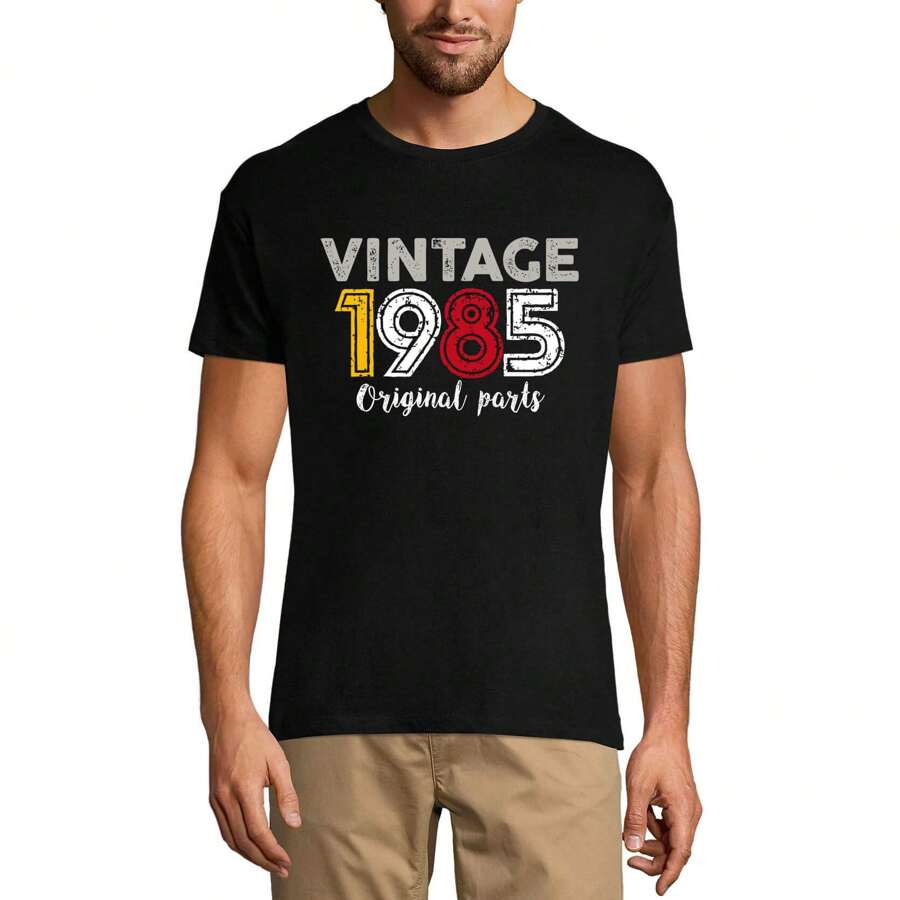 Men's Graphic T-Shirt Original Parts 1985 40th Birthday Anniversary 40 Year Old Gift 1985 Vintage Friendly Short Sleeve Novelty Tee