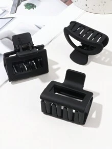1 件/10 件哑光黑色简约半圆方形可爱小发爪夹适用于刘海和半马尾发夹发夹发夹发夹秋冬发夹发饰女士度假装女士 - 黑色 - 查看 4