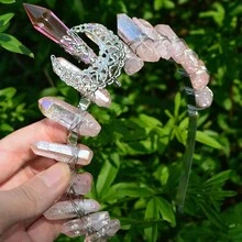 女士晚會天然水晶頭帶，中間圓柱皇冠設計，完美適用於節日和婚紗攝影 - 款式 - 查看 24