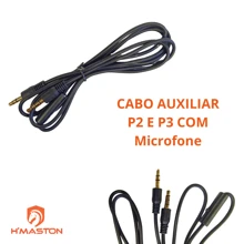 Cabo Auxiliar P2 e P3 com Microfone Embutido 1Metro / H'MASTON RX-02. - Preto - Visão 6