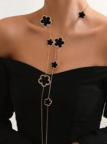 1pc Fashionable New Style Geometric Round & Asymmetrical Shape European And American Style Versatile Necklace - Yellow Gold - View 1