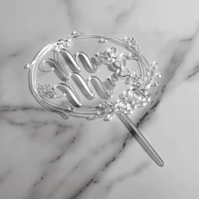 Mr & Mrs Wedding Cake Topper Cake Decoration In Silver Acrylic - Silver 2 - View 4