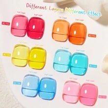 S. S FOCEN 6pcs Glass Sugar Series Jelly Gel Nail Polish Crystal Transparent Gel Polish Set Translucent Sheer Clear Gel Polish Red Pink Light Green Yellow Blue Gift Collection Manicure Kit