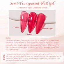 S. S FOCEN 6pcs Glass Sugar Series Jelly Gel Nail Polish Crystal Transparent Gel Polish Set Translucent Sheer Clear Gel Polish Red Pink Light Green Yellow Blue Gift Collection Manicure Kit