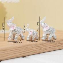 3pcs Family Of Three Elephant Resin Craft Decoration Best Gifts Birthday - Silver - View 7
