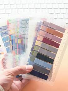 7400pcs Total, 37 Packs Of Neon Pastel Colored Index Tabs, 200 Transparent Waterproof Sticky Notes Per Pack, Office Reading Memo Stickers, Reusable And Waterproof,School Supplies,Back To School