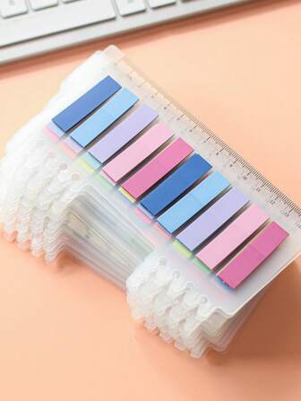 7400pcs Total, 37 Packs Of Neon Pastel Colored Index Tabs, 200 Transparent Waterproof Sticky Notes Per Pack, Office Reading Memo Stickers, Reusable And Waterproof,School Supplies,Back To School