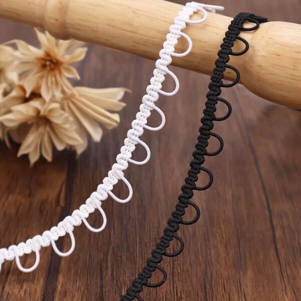 ZNZAKKA 5 Yards Petite Braid Trim With Elastic Button Loop For Costume, Crafts And Sewing