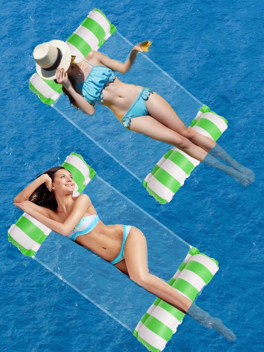 1Pack Inflatable Pool Floats, Swimming Pool Water Hammock Multi-Purpose Water Lounge Chair For Adults, Beach Essentials, Beach Accessories - Green - View 1