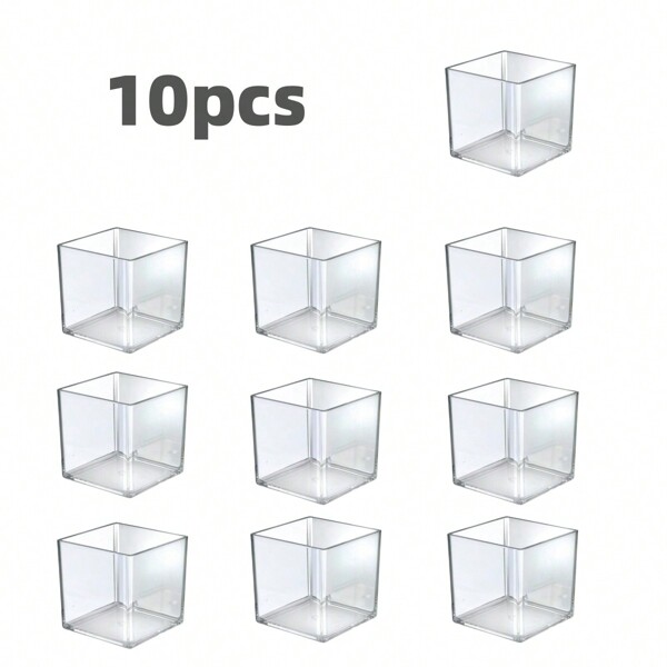 4/5/6/8/10 Square Acrylic Vases Caliber 2.4 " 3.15"3.93"4.72"Inch, Transparent Cube, Anti-Breakage Vase, Decorative Wedding Vase Center Piece, Small Items Storage, Home Garden, Wedding Party Ceremony, Formal Banquet, Flower Container