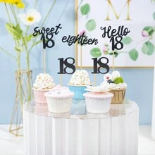 24 件 16 18 21 30 40 50 岁生日纸杯蛋糕装饰物生日蛋糕装饰用品黑色，圣诞节 - 黑色 - 查看 9