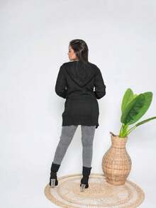 Cardigan Kimono Feminino Tricot Modal Sobretudo Manga Longa Com Capuz Soltinho Comprido  Blusa de Frio Moda Inverno