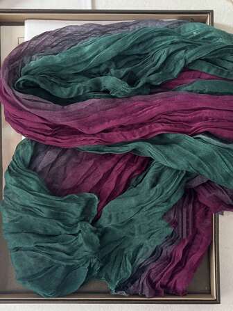 Elegant 1pc Women Fashionable Lightweight Linen Ombre Scarf, Suitable For Daily Wear, Beach Vacation And Outdoor Activities UV Protection Accessories Women