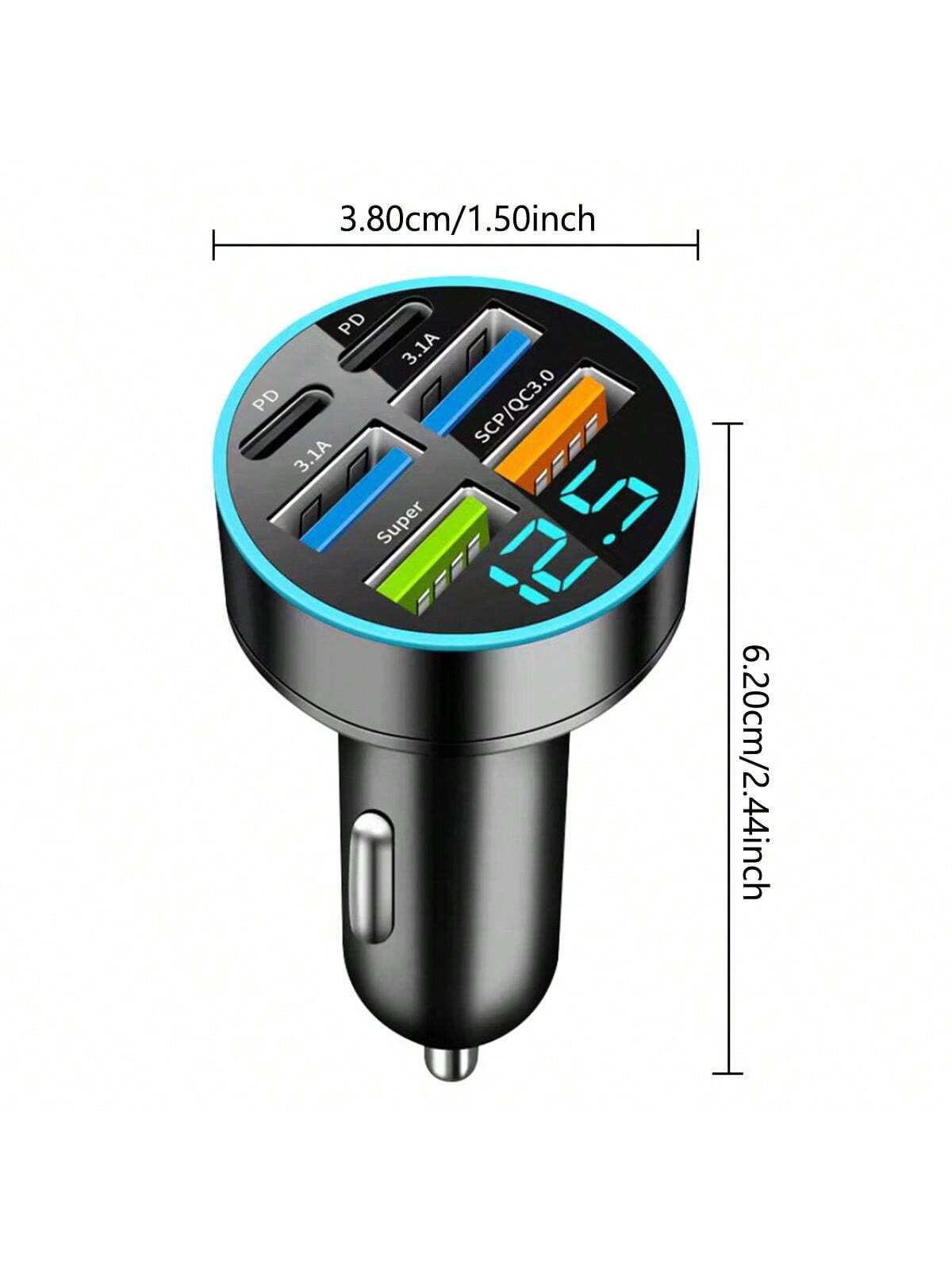 شاحن سيارة 6 مداخل USB شحن سريع جداً، شحن ذكي للهو...
