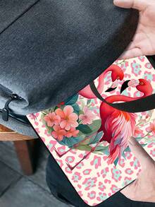 1 件热带火烈鸟印花笔记本电脑保护套，适用于 13 英寸、14 英寸、15 英寸笔记本电脑软包、平板电脑保护套、通勤公文包、轻便商务拉链手提包、笔记本包和文件整理包教室笔记本电脑包教室包教师储物包教室整理包